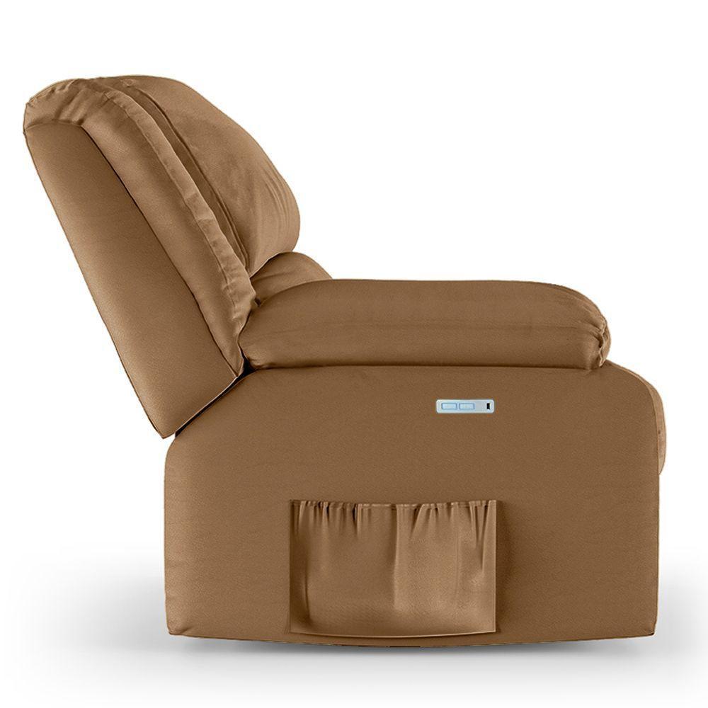 Poltrona Do Papai Reclinável Melim Elétrica Led Pu Caramelo Fh1 - D'rossi - 6