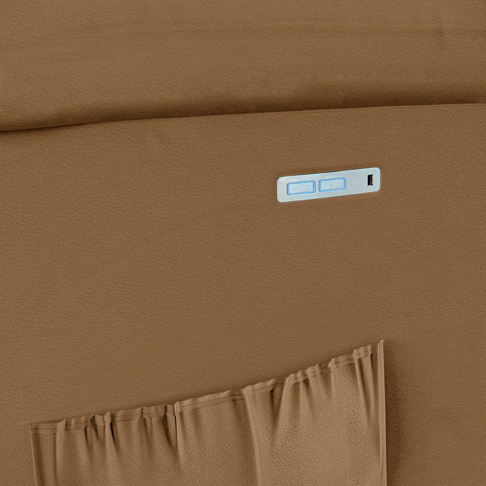 Poltrona Do Papai Reclinável Melim Elétrica Led Pu Caramelo Fh1 - D'rossi - 7