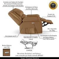 Poltrona Do Papai Reclinável Melim Elétrica Led Pu Caramelo Fh1 - D'rossi - 3
