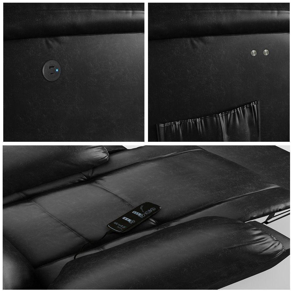 Poltrona Do Papai Reclinável Melim Power Touch Massagem Pu Preto Brilho Fh1 - D'rossi - 5