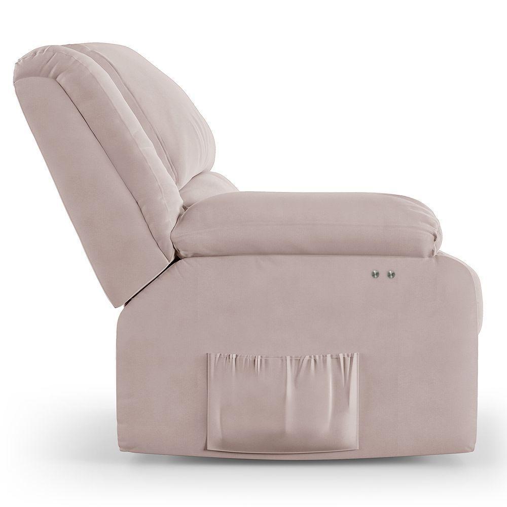 Poltrona Do Papai Reclinável Melim Power Touch Massagem Veludo Fh1 - D'rossi Cor Rose - 2
