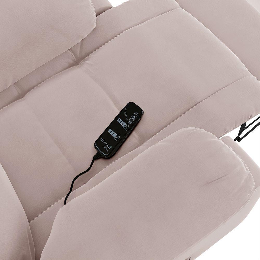 Poltrona Do Papai Reclinável Melim Power Touch Massagem Veludo Fh1 - D'rossi Cor Rose - 9
