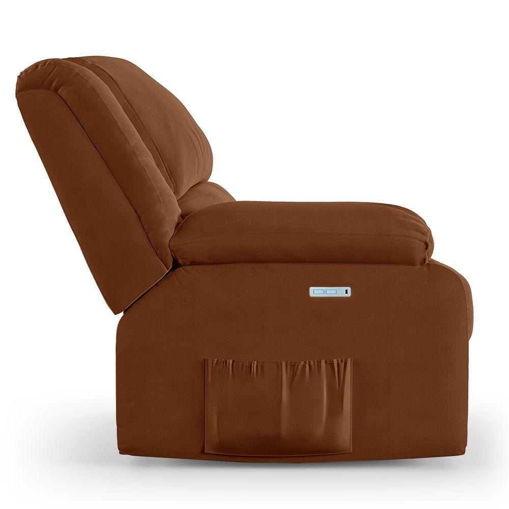 Poltrona Do Papai Reclinável Melim Elétrica Led Veludo Fh1 - D'rossi Cor Terracota - 2