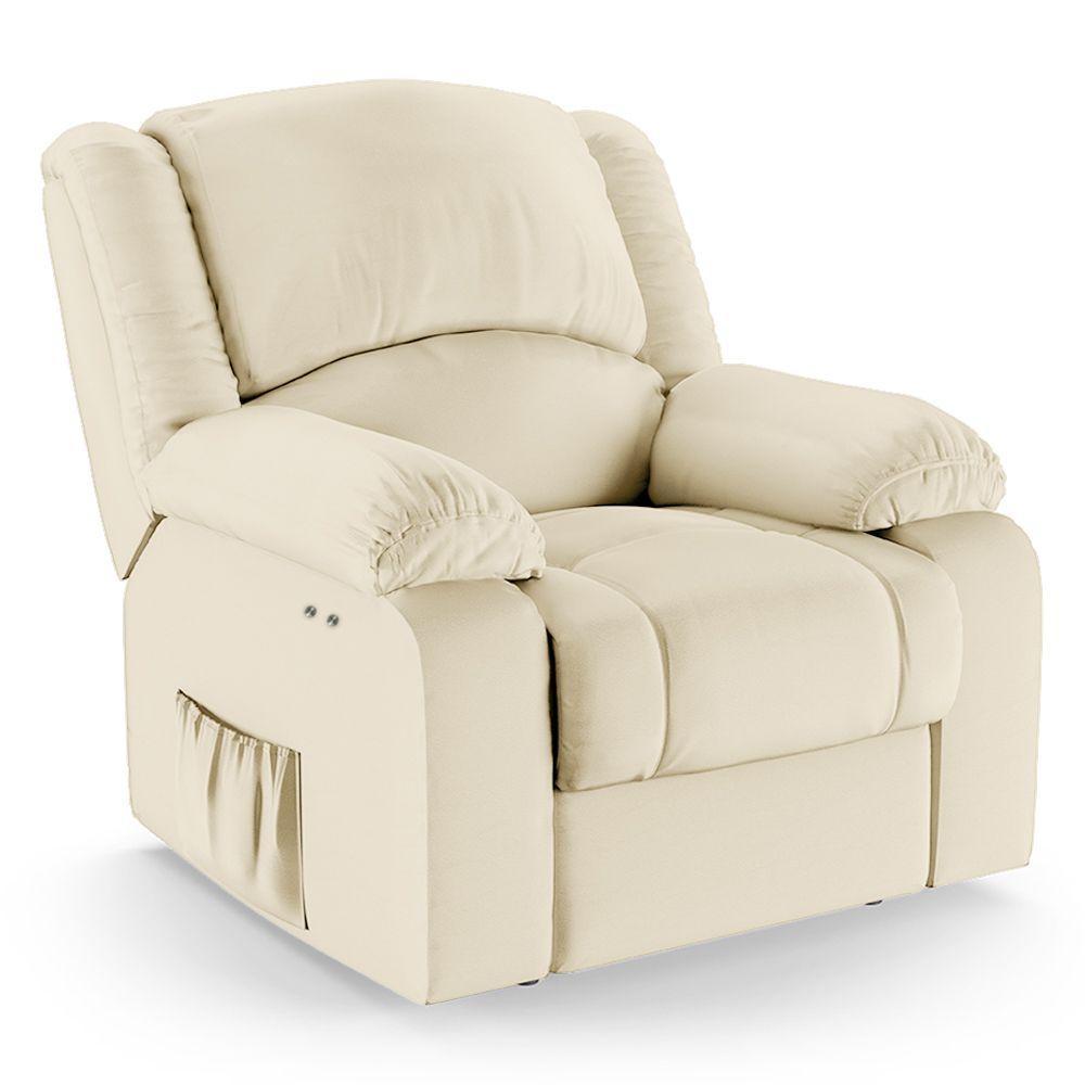 Poltrona Do Papai Reclinável Melim Power Touch Massagem Sintético Pu Fh1 - D'rossi Cor Bege - 1