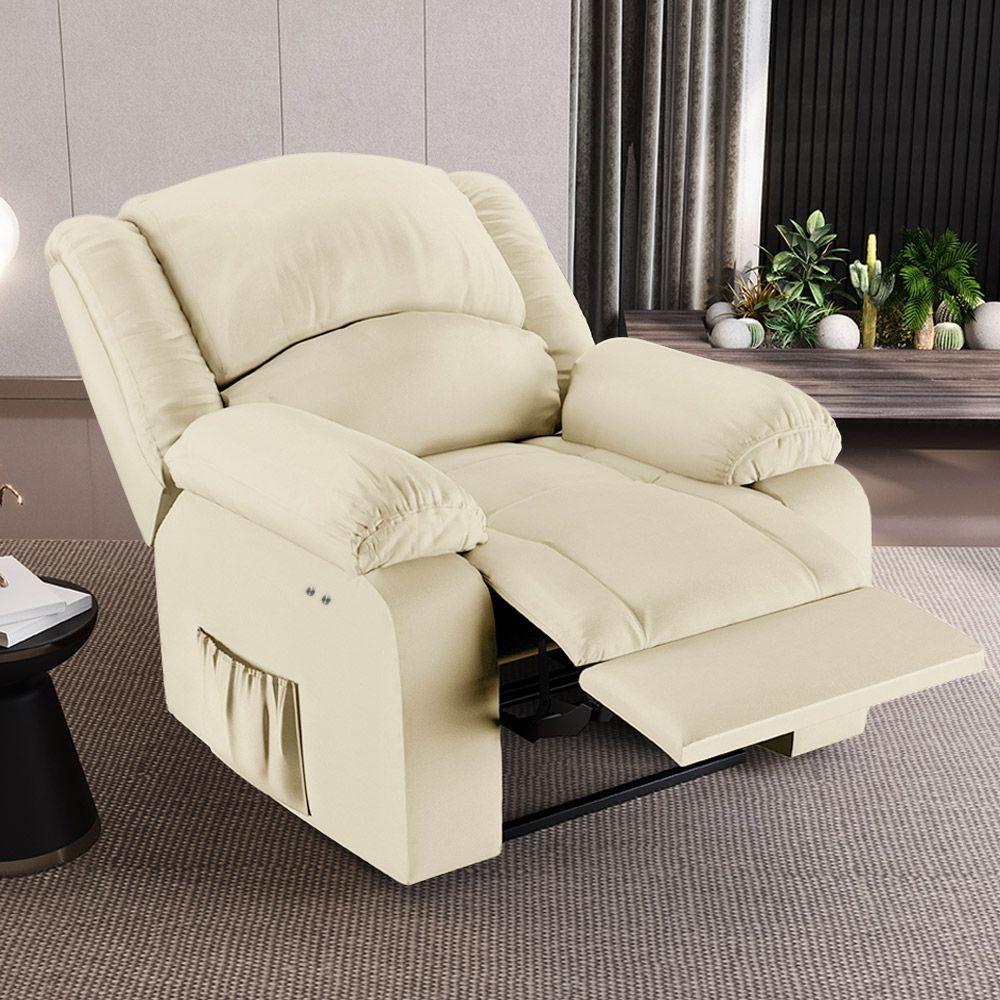 Poltrona Do Papai Reclinável Melim Power Touch Massagem Sintético Pu Fh1 - D'rossi Cor Bege - 8
