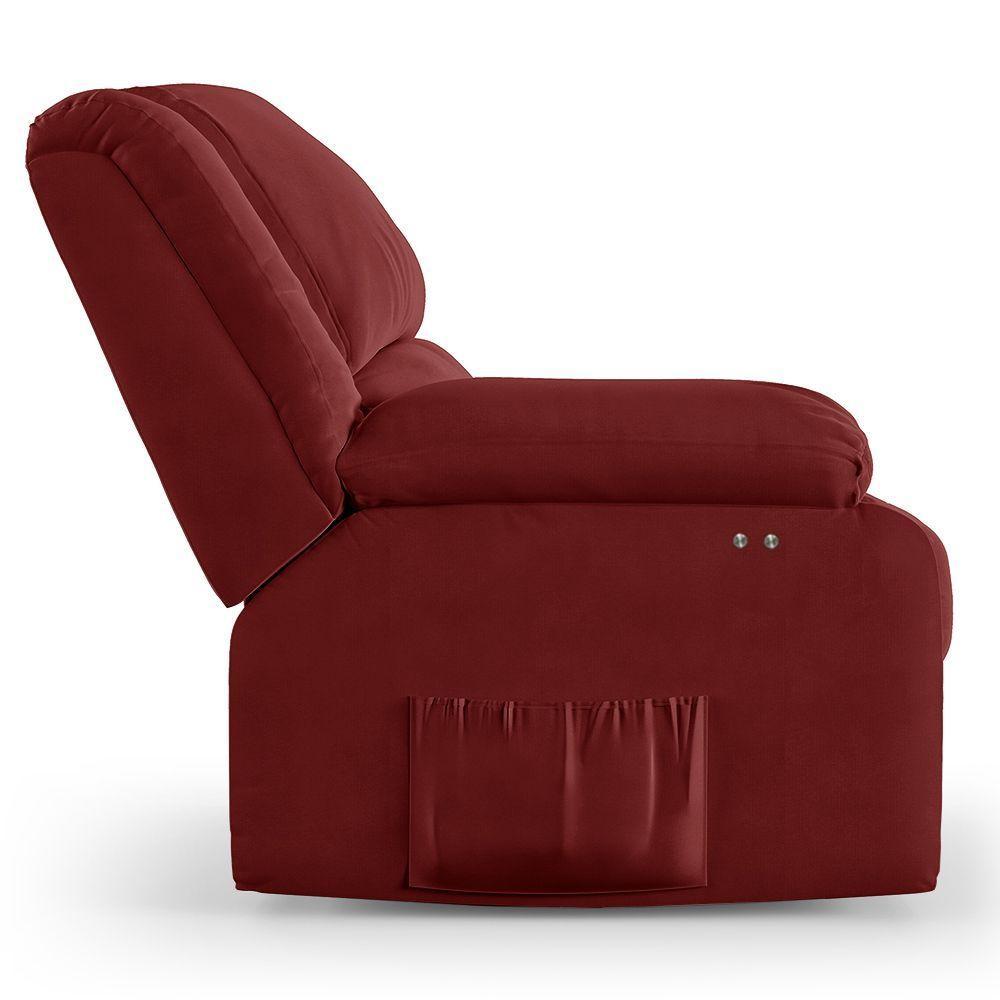 Poltrona Do Papai Reclinável Melim Power Touch Massagem Veludo Fh1 - D'rossi Cor Vermelho - 2