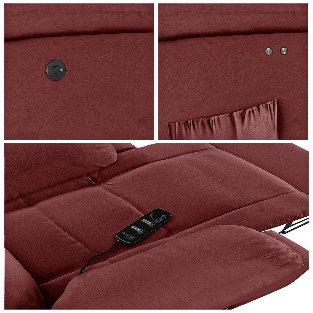 Poltrona Do Papai Reclinável Melim Power Touch Massagem Pu Vermelho Fh1 - D'rossi - 10