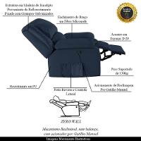 Poltrona Do Papai Reclinável Melim Zero Wall Sintético Pu Fh1 - D'rossi Cor Azul - 6