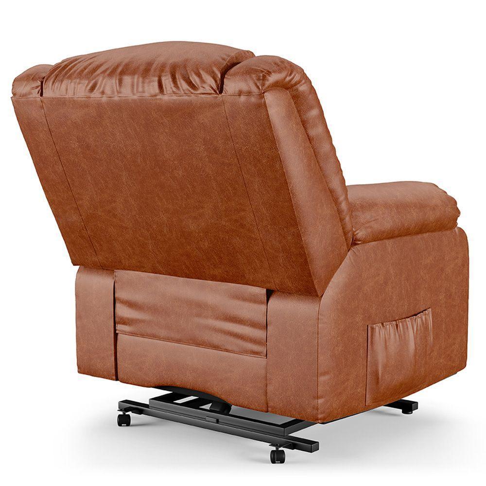 Poltrona Do Papai Reclinável Melim Elevação Lift Elétrico Pu Brilho Fh1 - D'rossi Cor Caramelo - 5