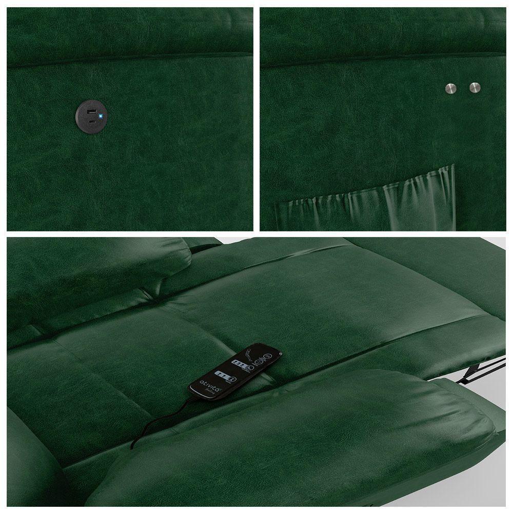 Poltrona Do Papai Reclinável Melim Power Touch Massagem Pu Fh1 - D'rossi Cor Verde - 10