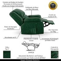 Poltrona Do Papai Reclinável Melim Power Touch Massagem Pu Fh1 - D'rossi Cor Verde - 7