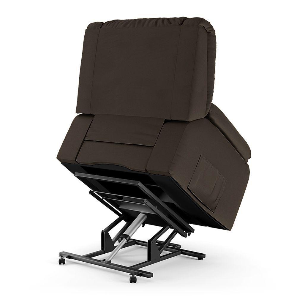 Poltrona Do Papai Reclinável Melim Elevação Lift Elétrico Pu Marrom Fh1 - D'rossi - 5