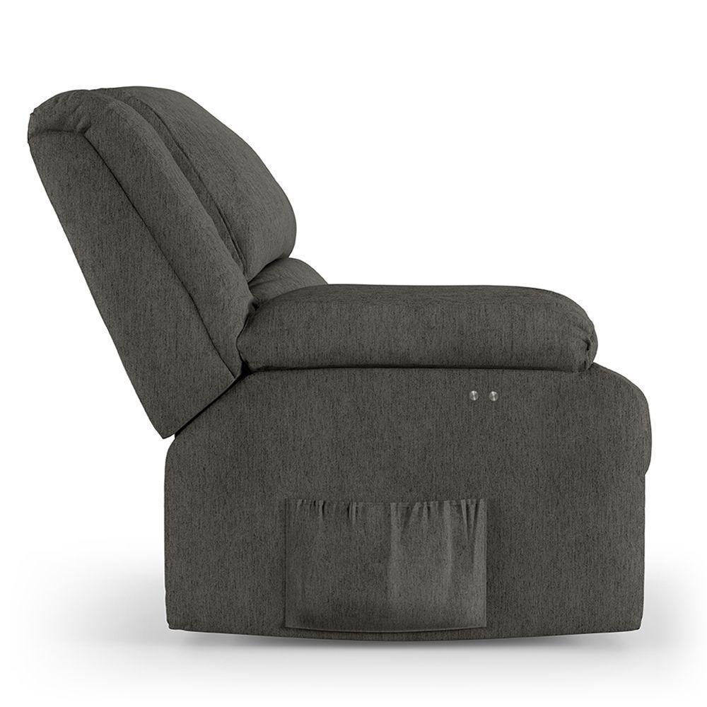 Poltrona Do Papai Reclinável Melim Power Touch Massagem Linho Fh1 - D'rossi Cor Grafite - 1