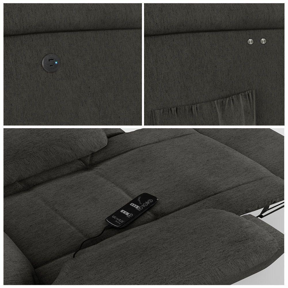 Poltrona Do Papai Reclinável Melim Power Touch Massagem Linho Fh1 - D'rossi Cor Grafite - 4
