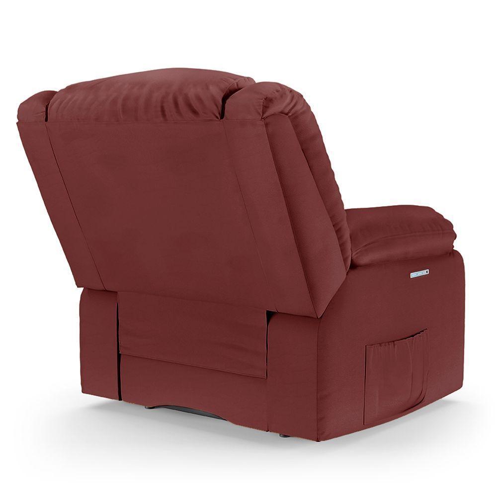 Poltrona Do Papai Reclinável Melim Elétrica Led Sintético Pu Fh1 - D'rossi Cor Vermelho - 2