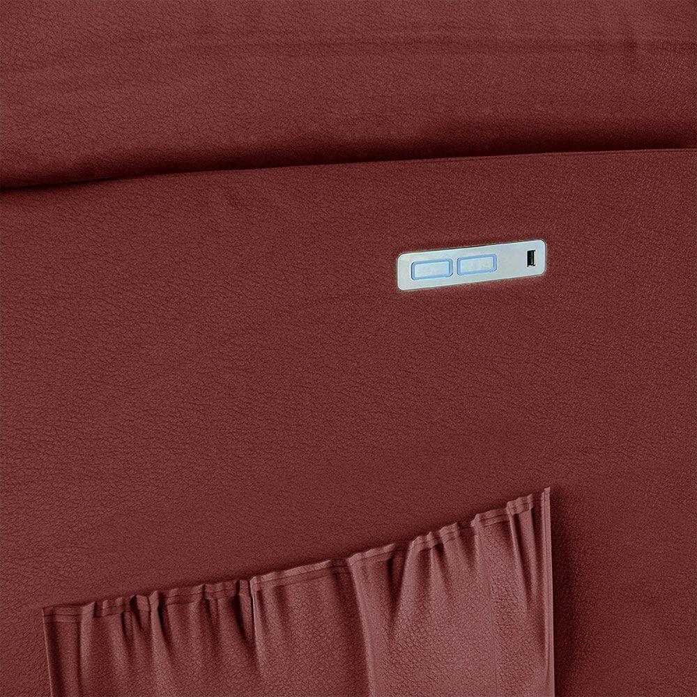 Poltrona Do Papai Reclinável Melim Elétrica Led Sintético Pu Fh1 - D'rossi Cor Vermelho - 5