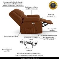 Poltrona Do Papai Reclinável Melim Elétrica Led Veludo Terracota Fh1 - D'rossi - 6
