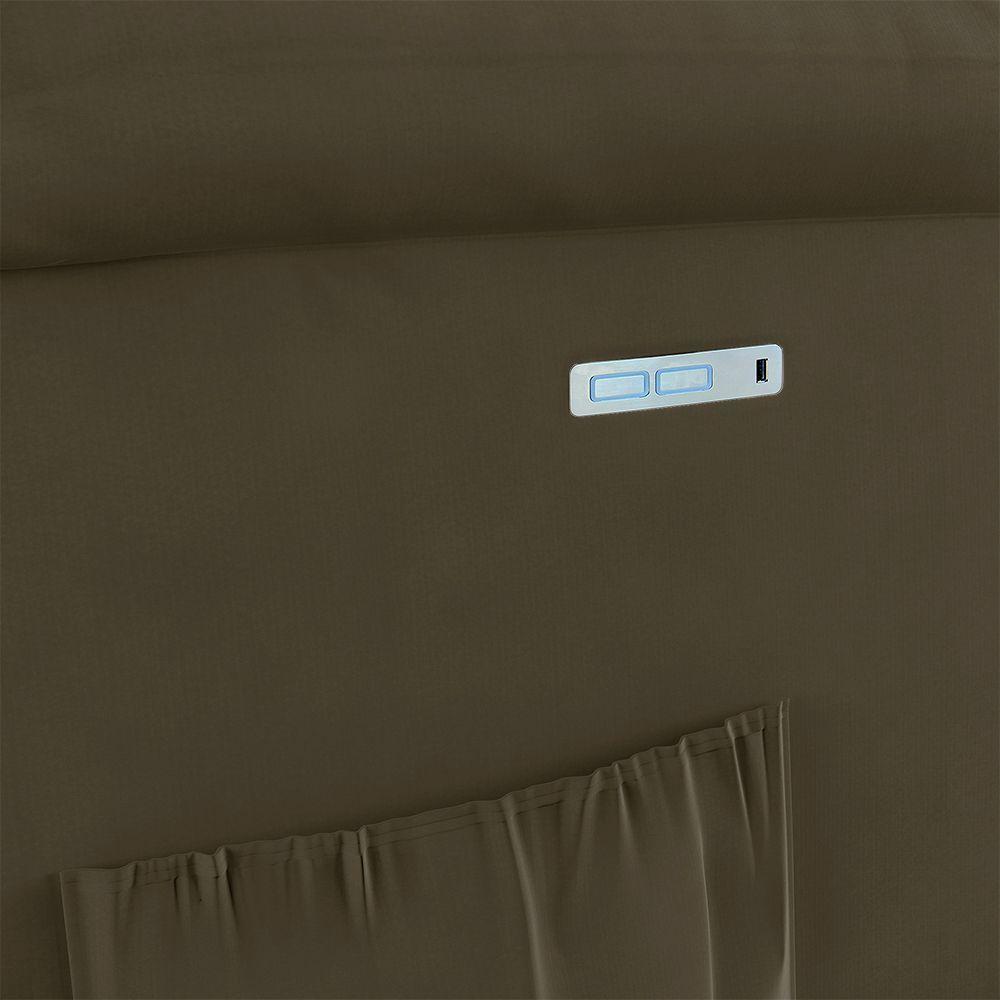 Poltrona Do Papai Reclinável Melim Elétrica Led Veludo Fh1 - D'rossi Cor Capuccino - 8