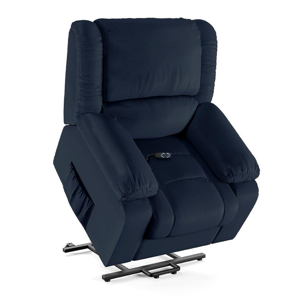 Poltrona Do Papai Reclinável Melim Elevação Lift Elétrico Sintético Pu Fh1 - D'rossi Cor Azul - 3