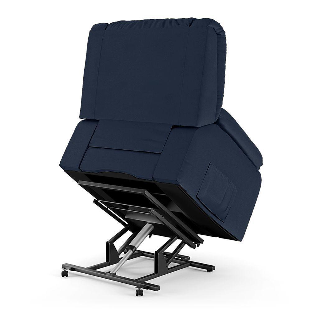 Poltrona Do Papai Reclinável Melim Elevação Lift Elétrico Sintético Pu Fh1 - D'rossi Cor Azul - 5