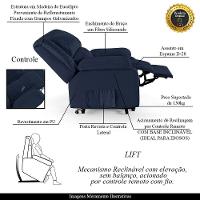Poltrona Do Papai Reclinável Melim Elevação Lift Elétrico Sintético Pu Fh1 - D'rossi Cor Azul - 6