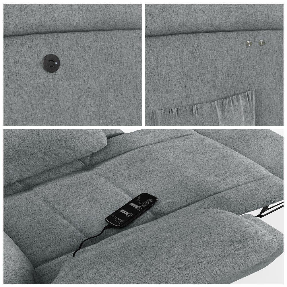 Poltrona Do Papai Reclinável Melim Power Touch Massagem Linho Cinza Fh1 - D'rossi - 5
