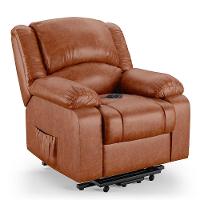 Poltrona Do Papai Reclinável Melim Elevação Lift Elétrico Pu Caramelo Brilho Fh1 - D'rossi - 1