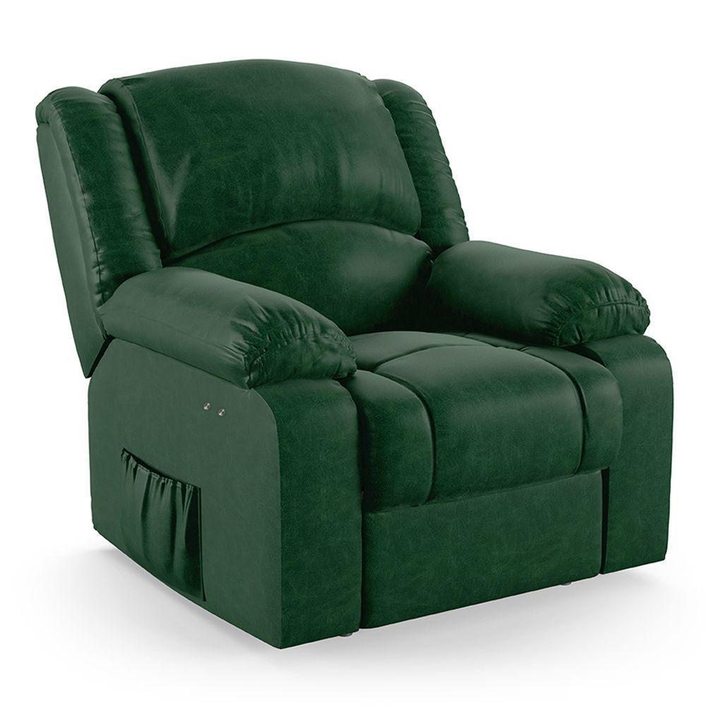 Poltrona Do Papai Reclinável Melim Power Touch Massagem Pu Verde Musgo Fh1 - D'rossi - 1