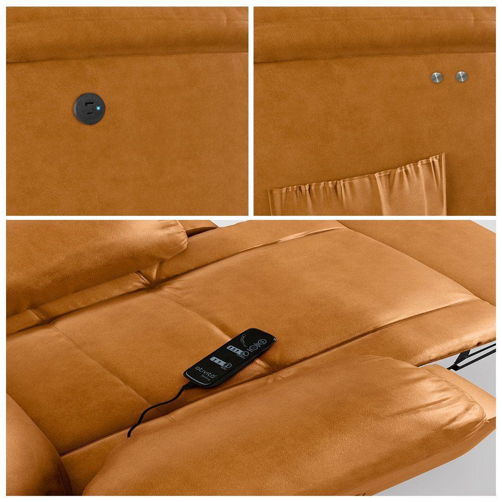 Poltrona Do Papai Reclinável Melim Power Touch Massagem Pu Whisky Fh1 - D'rossi - 9