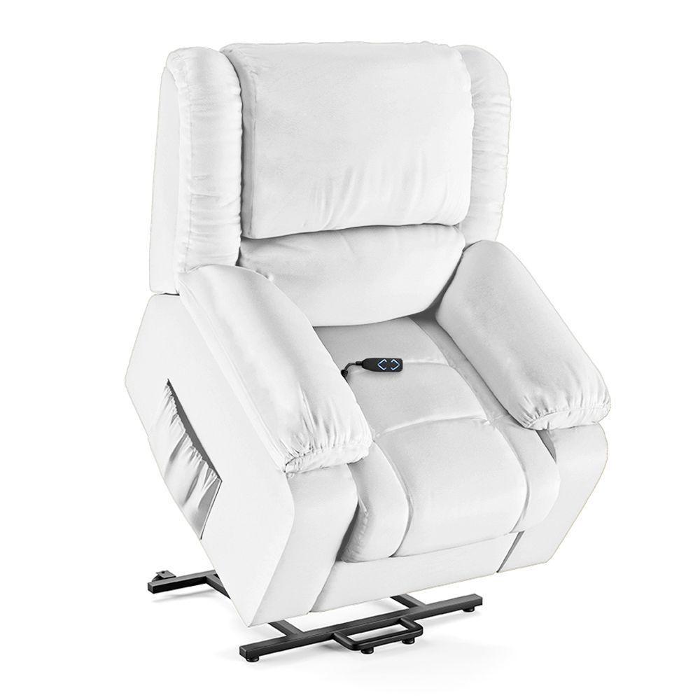 Poltrona Do Papai Reclinável Melim Elevação Lift Elétrico Pu Branco Fh1 - D'rossi - 3