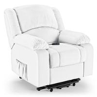 Poltrona Do Papai Reclinável Melim Elevação Lift Elétrico Pu Branco Fh1 - D'rossi - 1