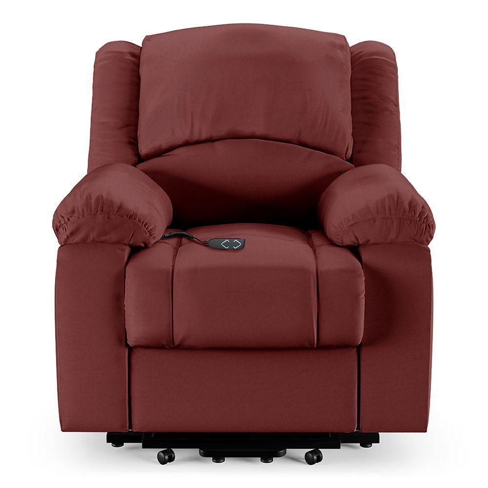 Poltrona Do Papai Reclinável Melim Elevação Lift Elétrico Pu Vermelho Fh1 - D'rossi - 4