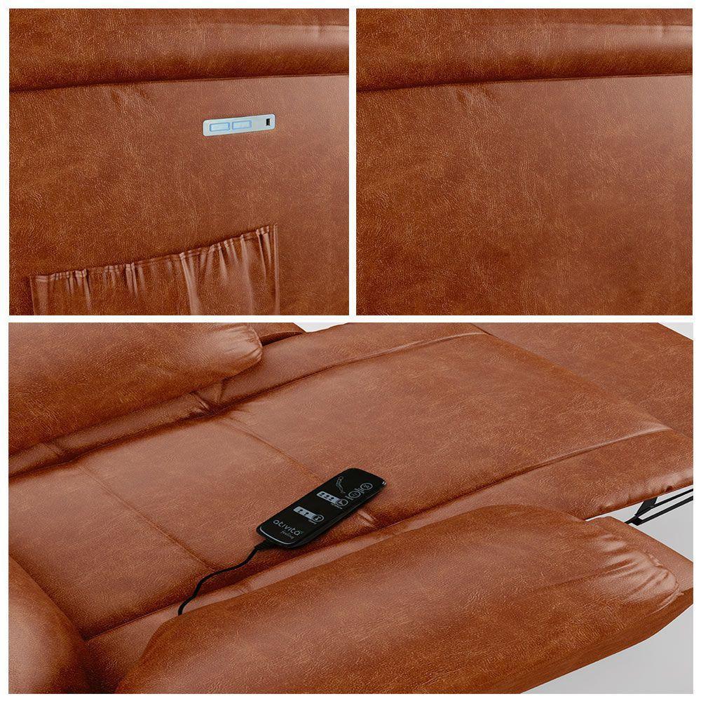Poltrona Papai Reclinável Melim Power Touch Massagem Pu Caramelo Brilho Fh1 - D'rossi - 5
