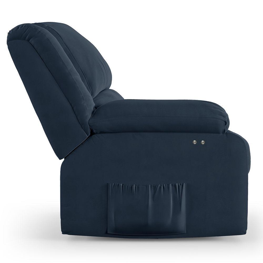 Poltrona Do Papai Reclinável Melim Power Touch Massagem Veludo Fh1 - D'rossi Cor Azul - 2