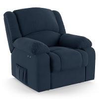 Poltrona Do Papai Reclinável Melim Power Touch Massagem Veludo Fh1 - D'rossi Cor Azul - 1