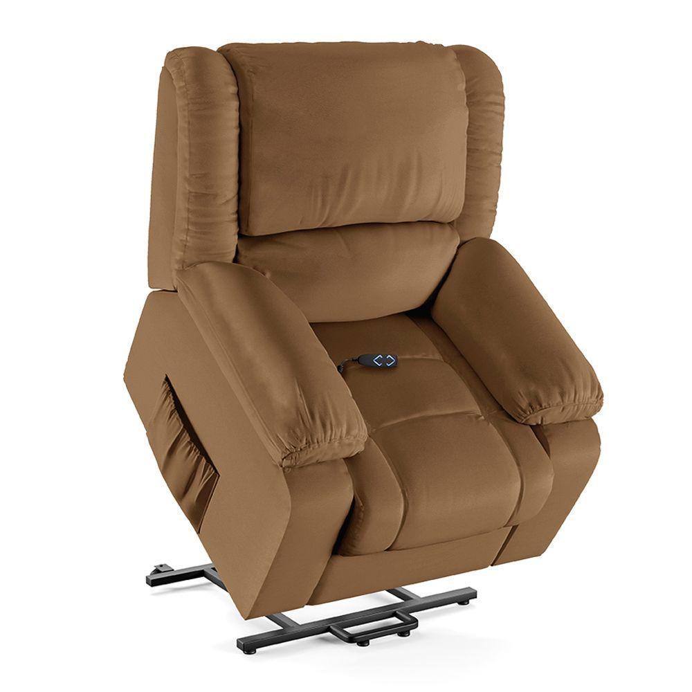 Poltrona Do Papai Reclinável Melim Elevação Lift Elétrico Sintético Pu Fh1 - D'rossi Cor Caramelo - 3