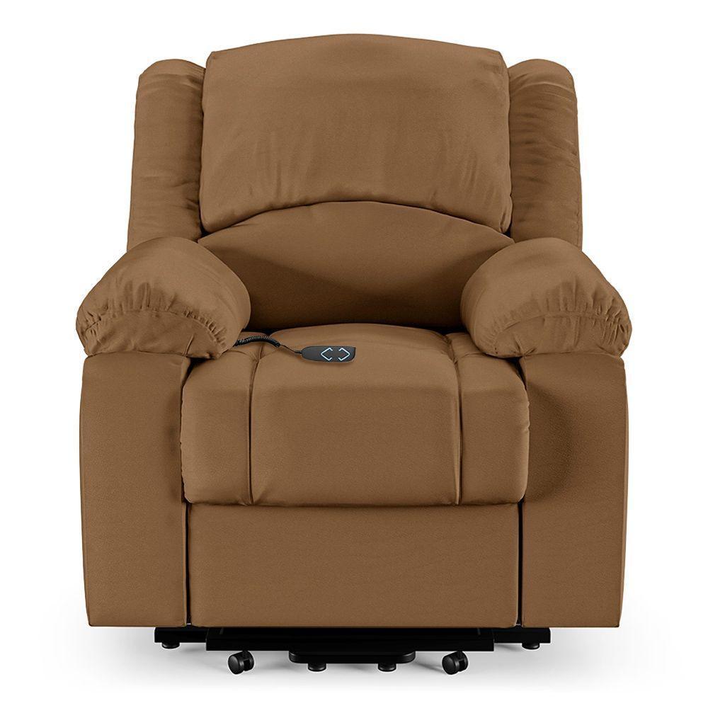 Poltrona Do Papai Reclinável Melim Elevação Lift Elétrico Sintético Pu Fh1 - D'rossi Cor Caramelo - 4