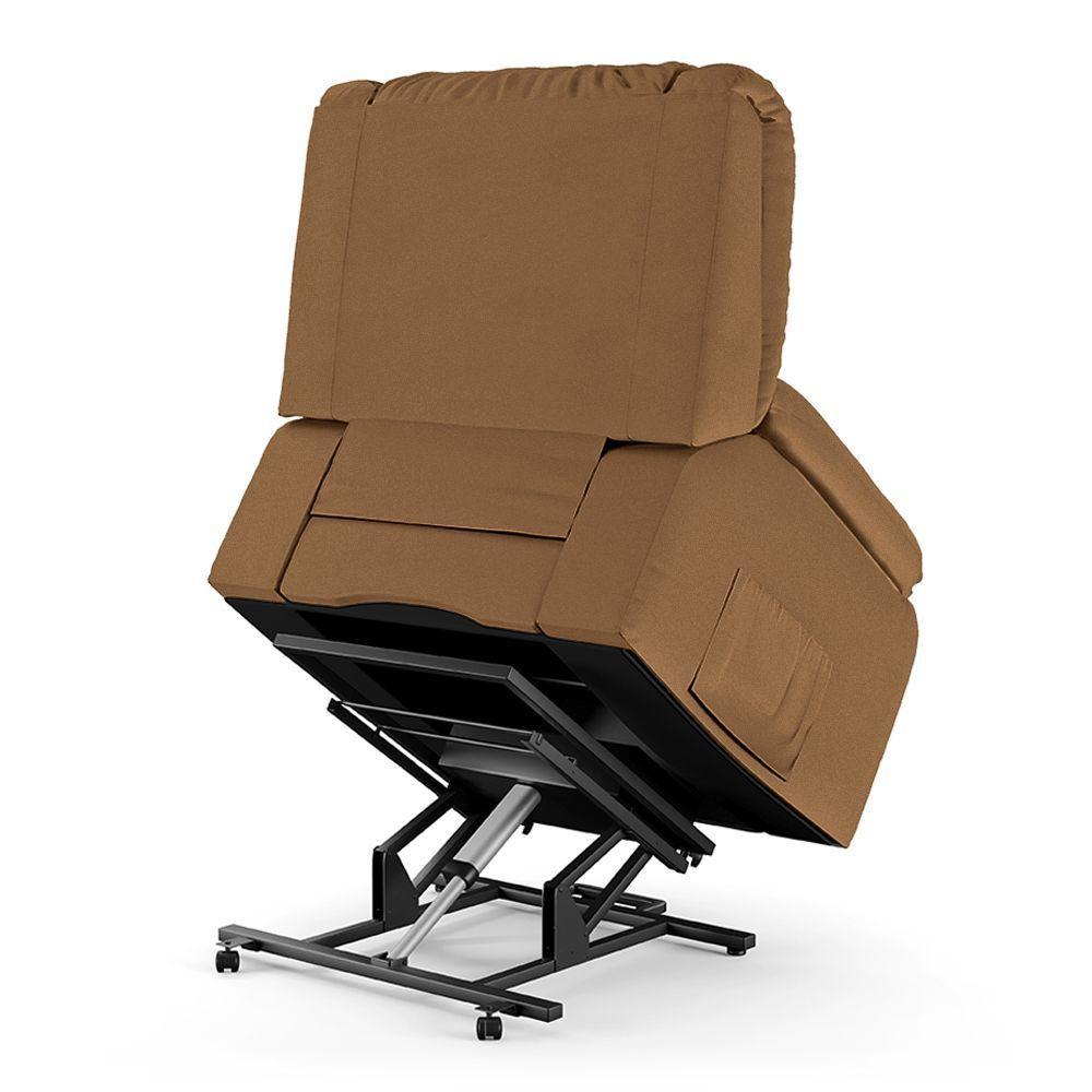 Poltrona Do Papai Reclinável Melim Elevação Lift Elétrico Sintético Pu Fh1 - D'rossi Cor Caramelo - 5