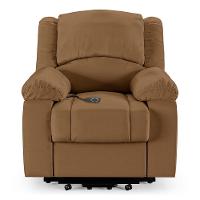 Poltrona Do Papai Reclinável Melim Elevação Lift Elétrico Sintético Pu Fh1 - D'rossi Cor Caramelo