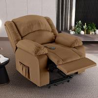 Poltrona Do Papai Reclinável Melim Elevação Lift Elétrico Sintético Pu Fh1 - D'rossi Cor Caramelo - 7