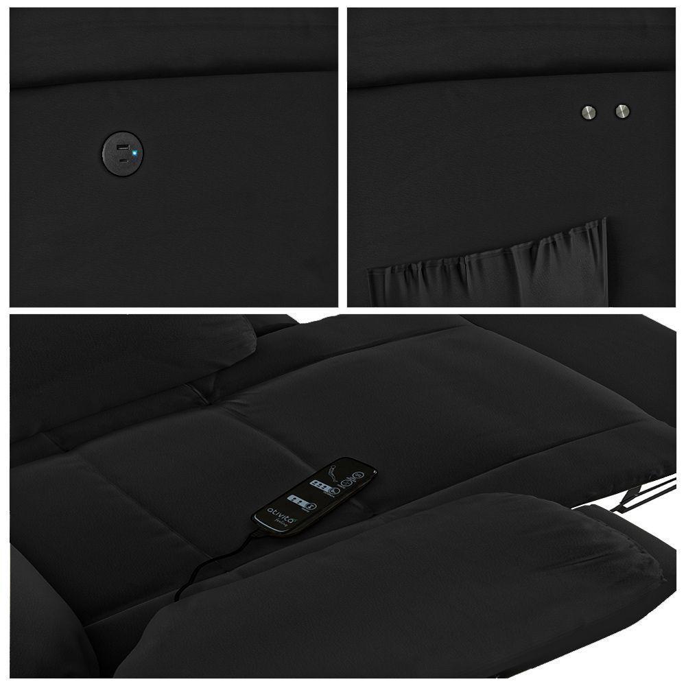 Poltrona Do Papai Reclinável Melim Power Touch Massagem Pu Preto Fh1 - D'rossi - 5