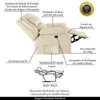 Poltrona Do Papai Reclinável Melim Zero Wall Sintético Pu Fh1 - D'rossi Cor Bege - 6