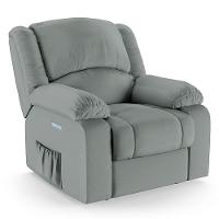 Poltrona Do Papai Reclinável Melim Elétrica Led Sintético Pu Fh1 - D'rossi Cor Cinza - 1