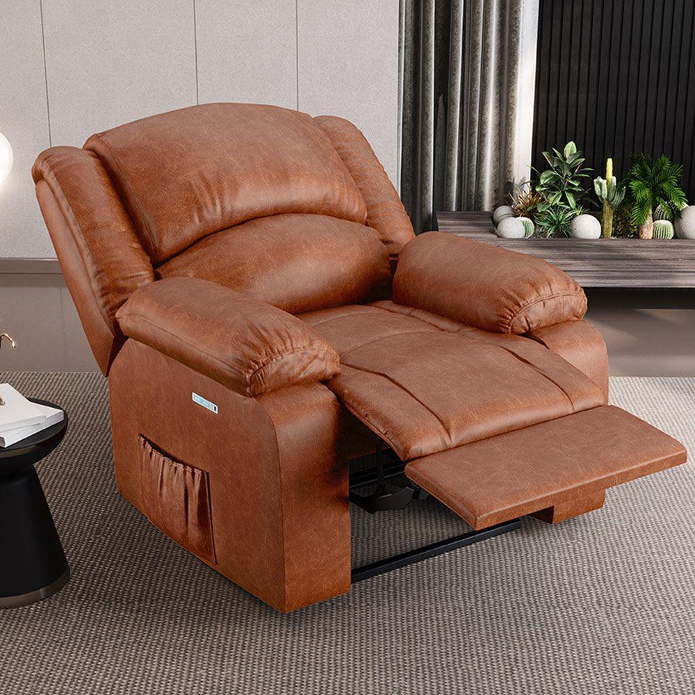 Poltrona Do Papai Reclinável Melim Power Touch Massagem Pu Brilho Fh1 - D'rossi Cor Caramelo - 8