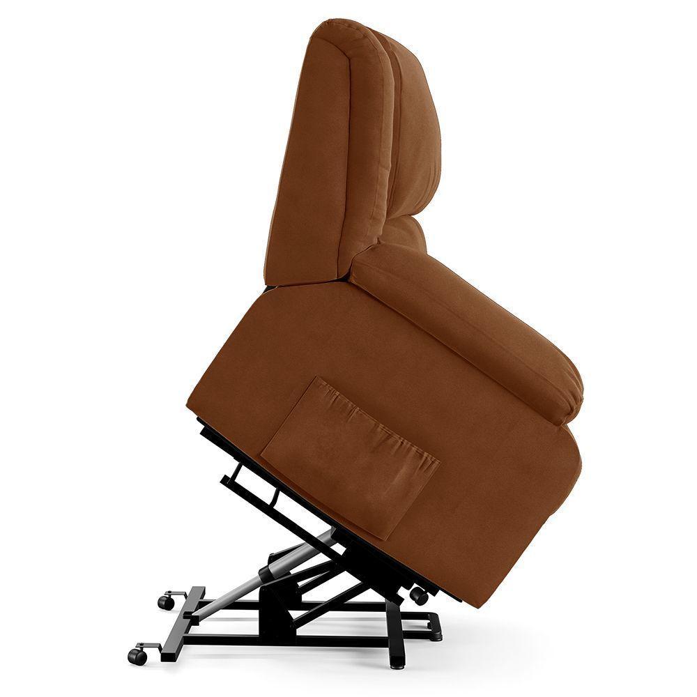 Poltrona Do Papai Reclinável Melim Elevação Lift Elétrico Veludo Fh1 - D'rossi Cor Terracota - 6