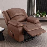 Poltrona Do Papai Reclinável Melim Elevação Lift Elétrico Pu Marrom Brilho Fh1 - D'rossi - 7