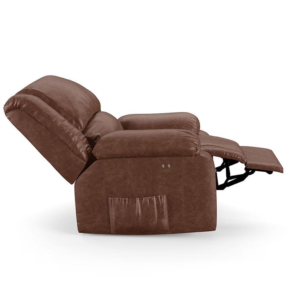 Poltrona Do Papai Reclinável Melim Power Touch Massagem Pu Brilho Fh1 - D'rossi Cor Marrom - 2