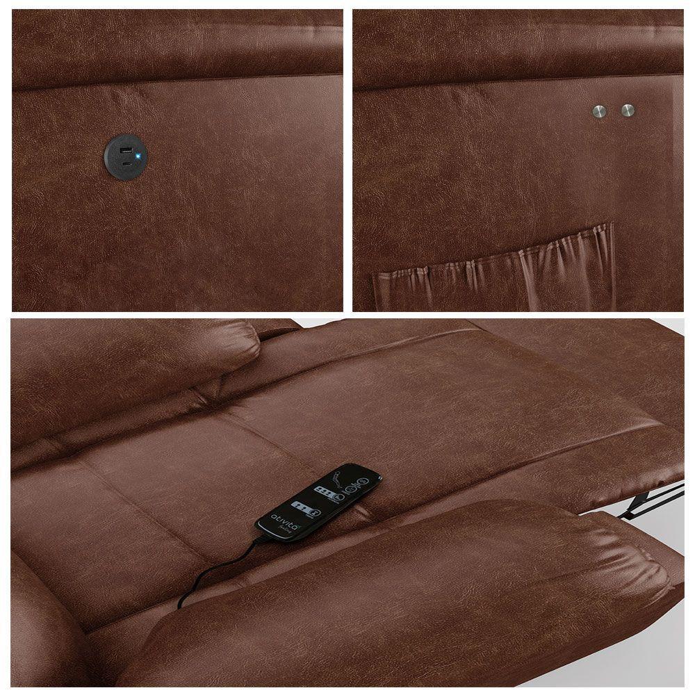 Poltrona Do Papai Reclinável Melim Power Touch Massagem Pu Brilho Fh1 - D'rossi Cor Marrom - 10