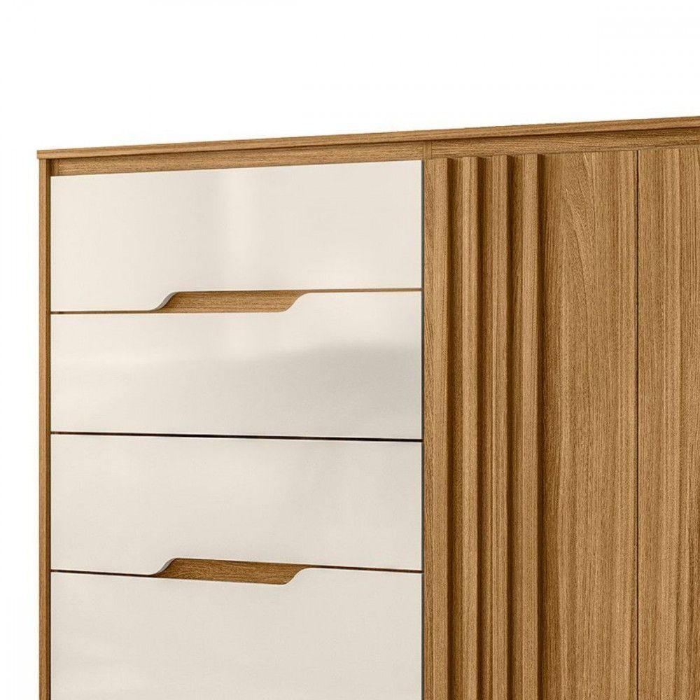 Cômoda Texas Com 4 Gavetas E 2 Portas Ripado Moval Freijo/off White - 3