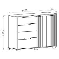 Cômoda Texas Com 4 Gavetas E 2 Portas Ripado Moval Freijo/off White - 2